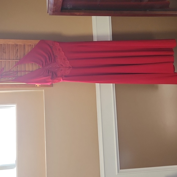 Long Red Halter Top Dress - Picture 2 of 2